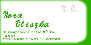 nora bliszka business card